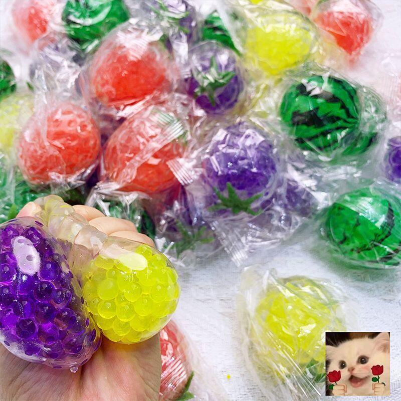 Cosplay Fireball Prop - Kawaii Frucht-Perlen-Stressball, buntes, fruchtförmiges Quetschspielzeug, weicher