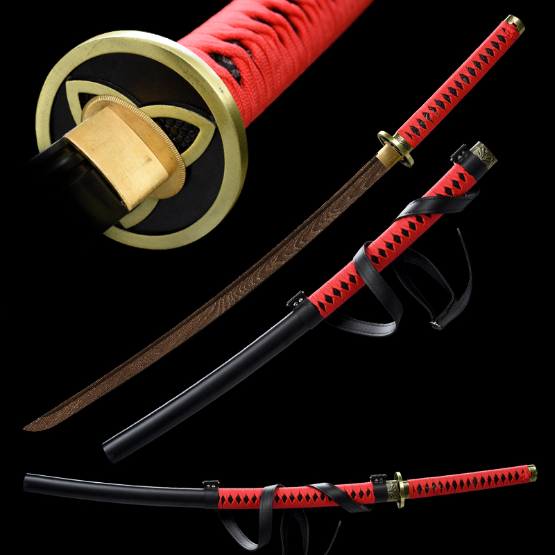 Cosplay Material For Prop - Hölzerne Katana mit Riemen, Ninja-Schwert, voller